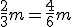 \frac{2}{3}m=\frac{4}{6}m