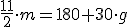 \frac{11}{2}\cdot{m}=180+30\cdot{g}