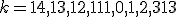 k={14,13,12,111,0,1,2,313}